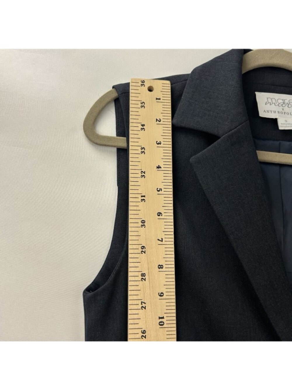 MARE MARE X ANTHROPOLOGIE Women’s Small Navy/Marin Long-line Button Dressy Vest - Picture 7 of 16
